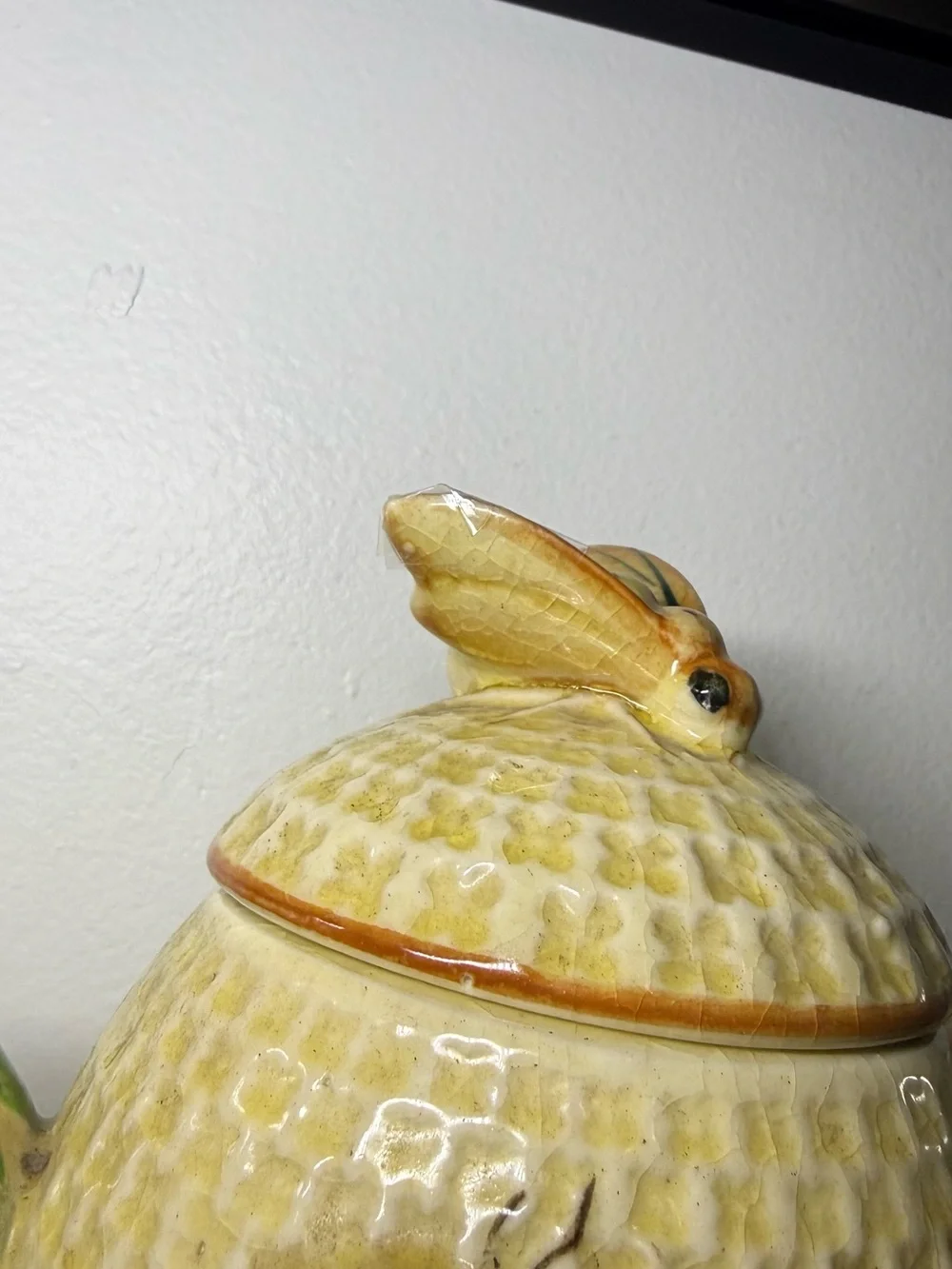 New Vintage 1990s Ceramic Teapot With Bees & Flowers All Over